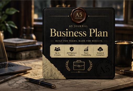 A5 Journal Business plan card, for up to ten users