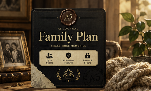 A5 Journal Family plan card, for up to four users