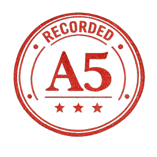 A red stamp that reads Recorded, with the A5 mark